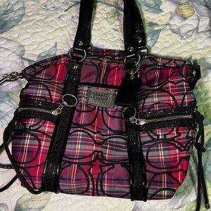 Coach Poppy Tartan Plaid “Y2K” Bag - Red and Black